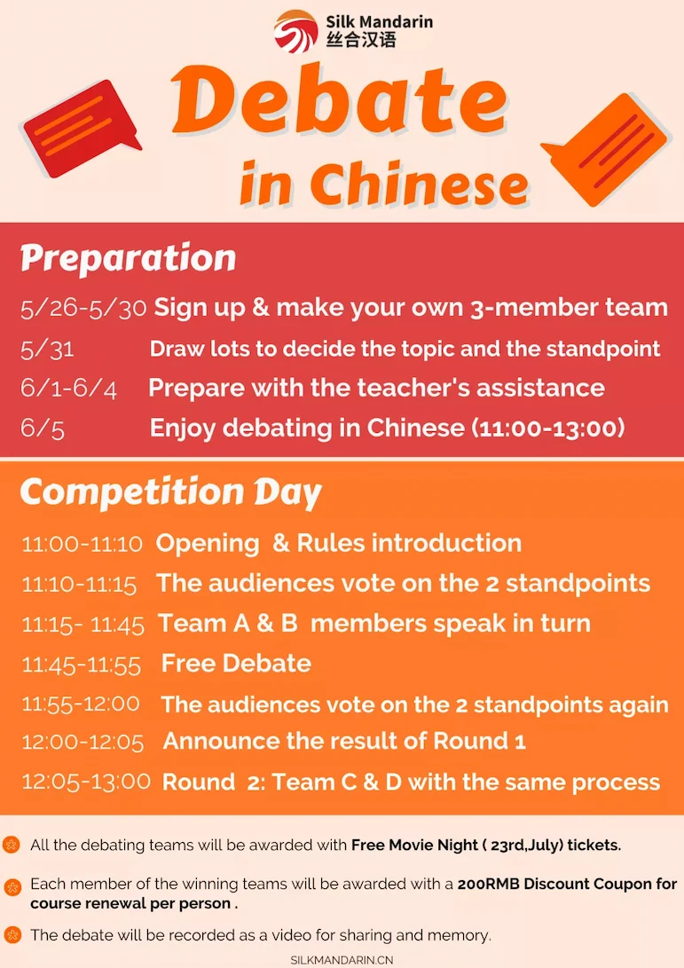 Join Silk Mandarin Yearly Chinese Debate Event! Join Silk Mandarin Yearly Chinese Debate Event!